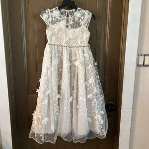 Flower Girl Dress White Wedding Pageant Christmas Size 10 Girls Chantilly Place